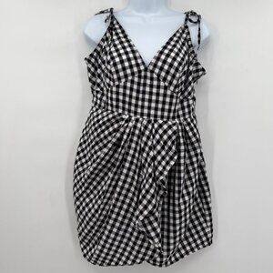 ASOS Black & White Gingham Tie Strap Dress Women’s US 4
